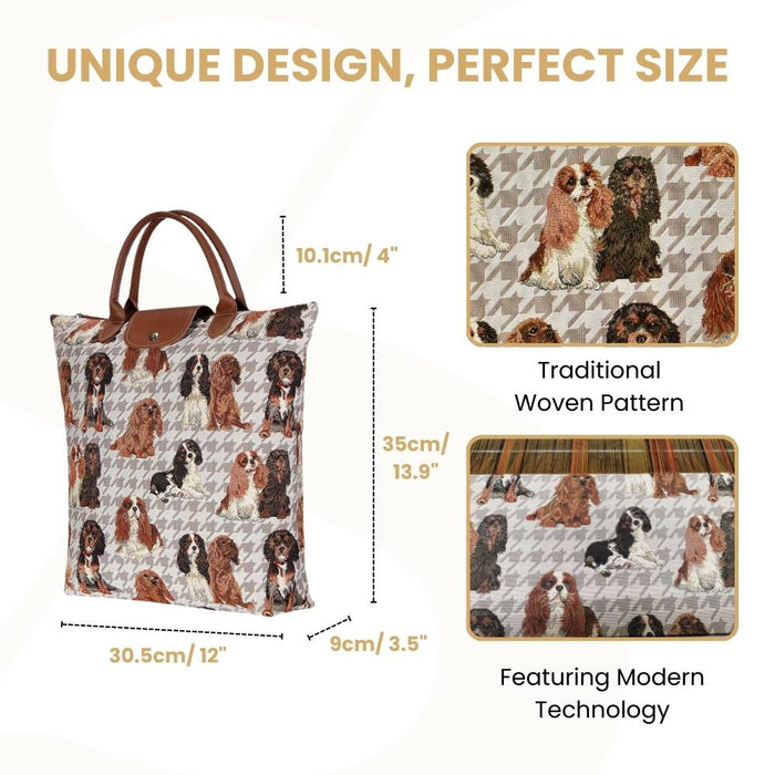 FDAW-KGCS | KING CHARLES CAVALIER SPANIEL FOLDAWAY GROCERY BAG