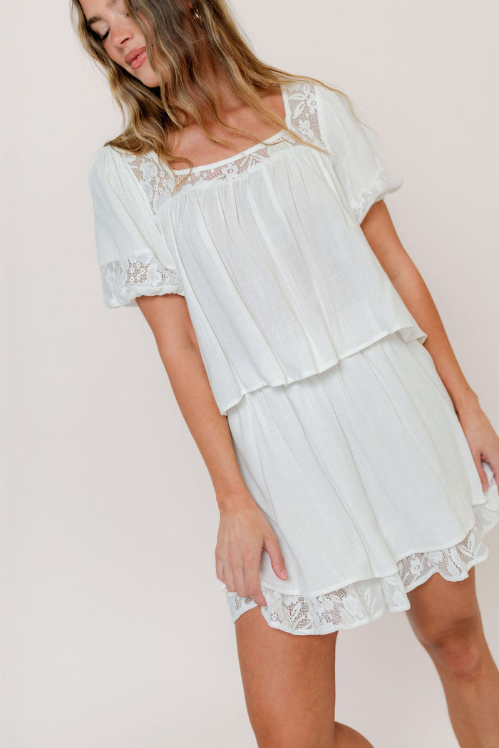 Fields Layered Lace Mini Skirt in Ivory *Final Sale*