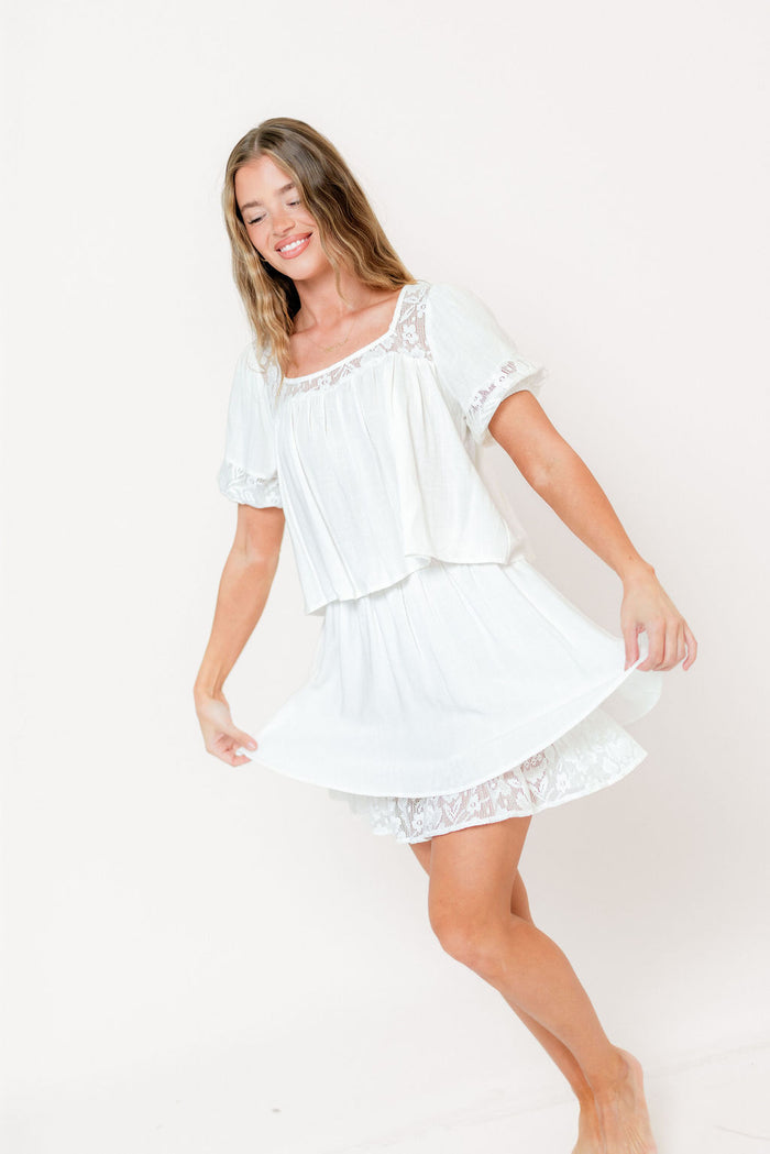 Fields Layered Lace Mini Skirt in Ivory *Final Sale*