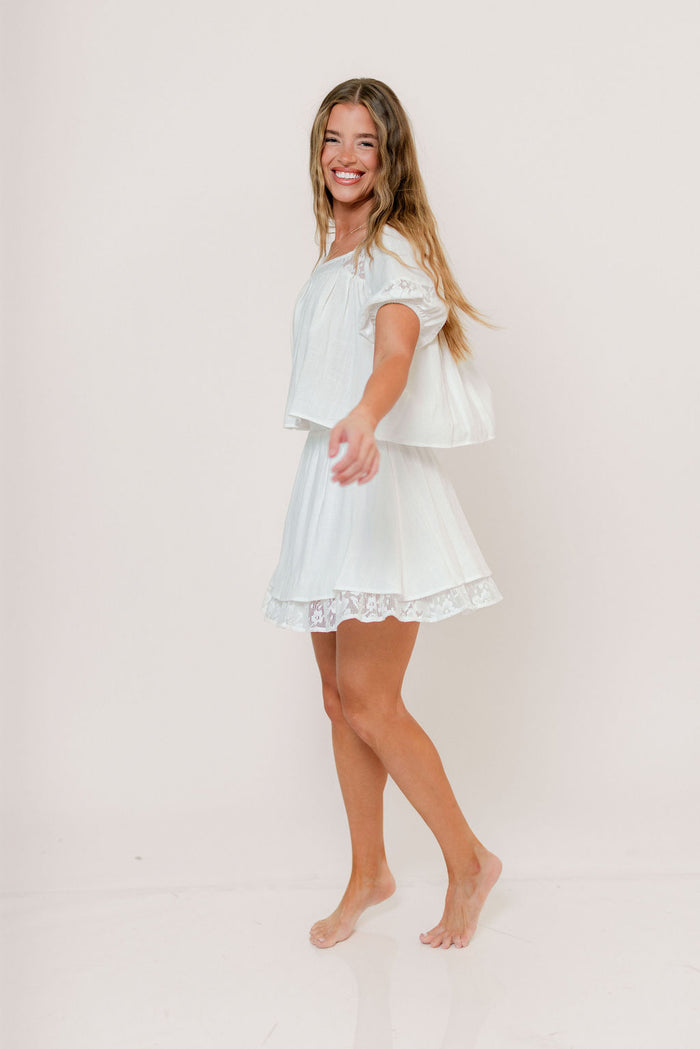 Fields Layered Lace Mini Skirt in Ivory *Final Sale*