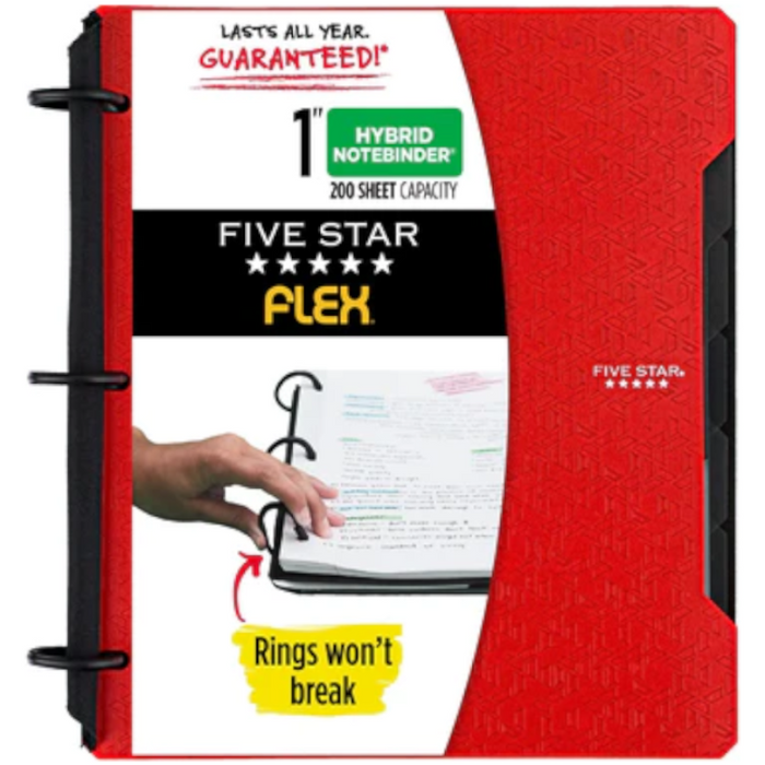 Five Star Flex 1" Hybrid Notebinder, 60 Sheets, College Ruled