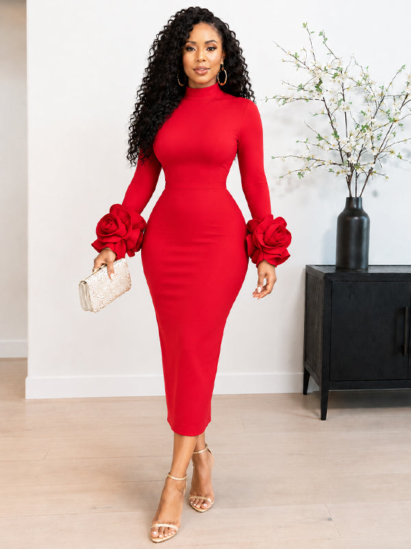 Floral-Sleeve Bodycon Dress