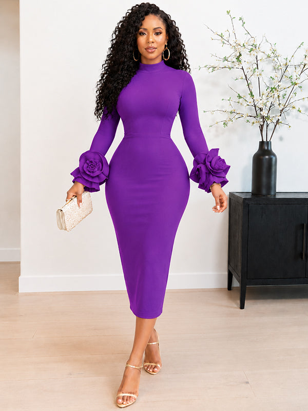 Floral-Sleeve Bodycon Dress