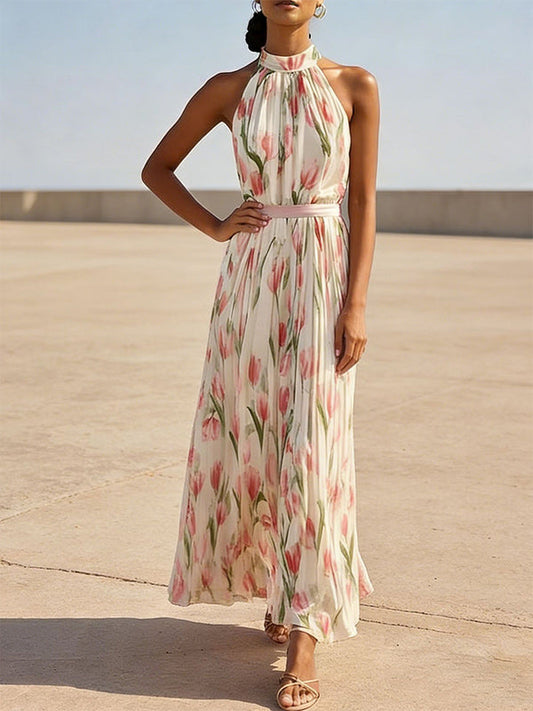Floral Tied Sleeveless Dress