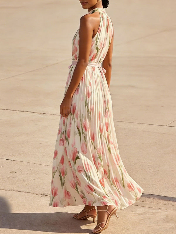 Floral Tied Sleeveless Dress