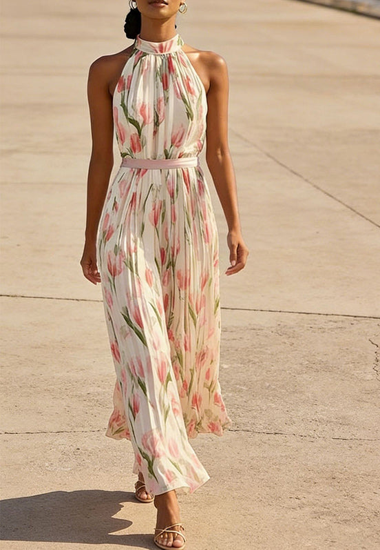 Floral Tied Sleeveless Dress