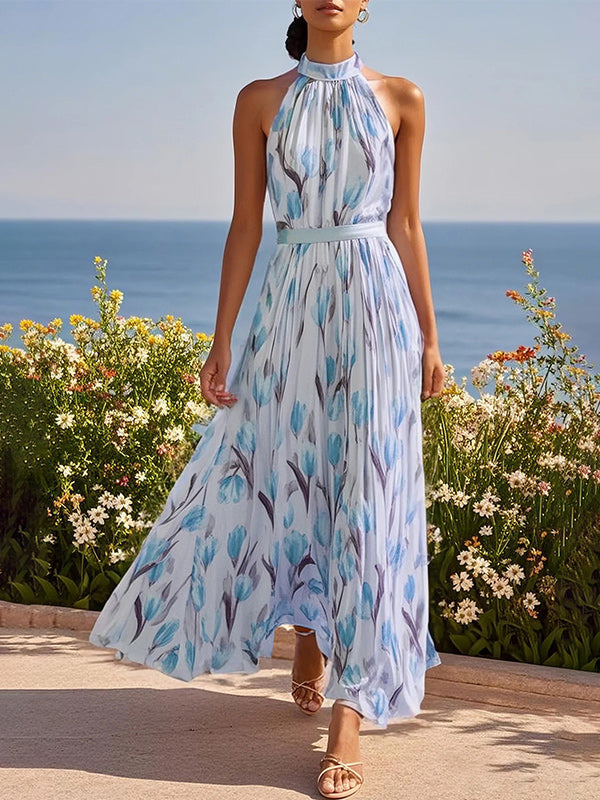 Floral Tied Sleeveless Dress