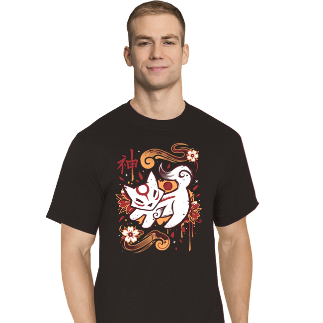 Last_Chance_Shirts T-Shirts, Tall / Large / Black Floral Wolf Spirit