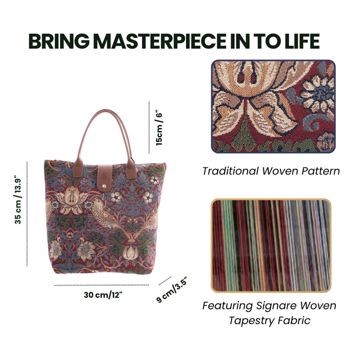 FOLD-STRD | STRAWBERRY THIEF RED FOLDING BAG