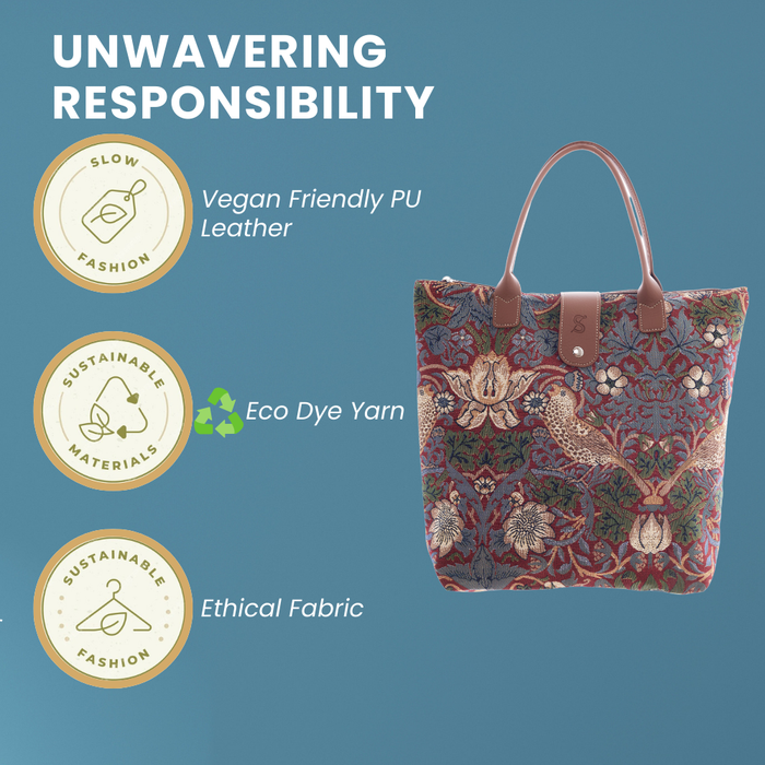 FOLD-STRD | STRAWBERRY THIEF RED FOLDING BAG