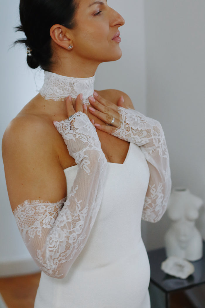French Lace Scallop Bridal Sleeves