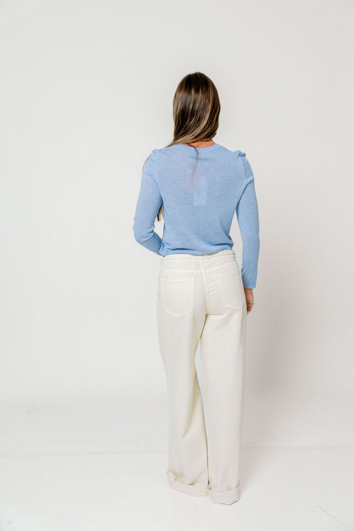 Gianna Knit Top in Light Blue