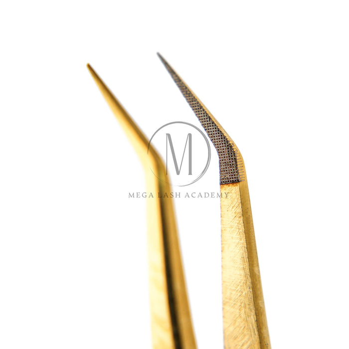 Gold Micro Fiber - MF4 - 45 Degree Volume Tweezers Tweezers Mega Lash Academy