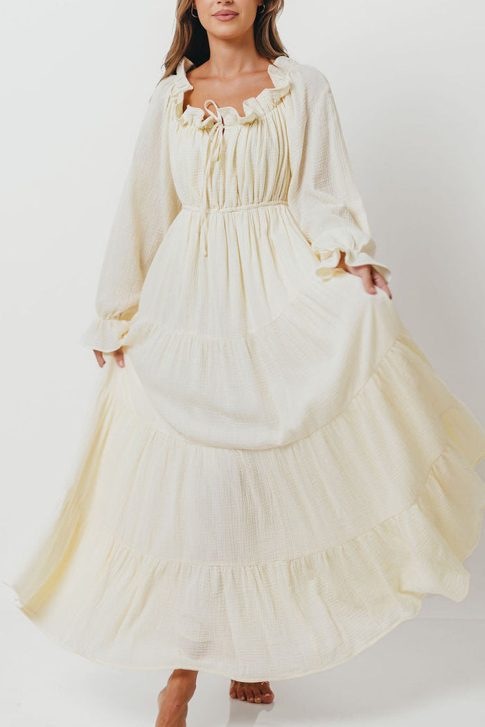 Golden Hour 100% Cotton Maxi Dress in Cream - Bump Friendly