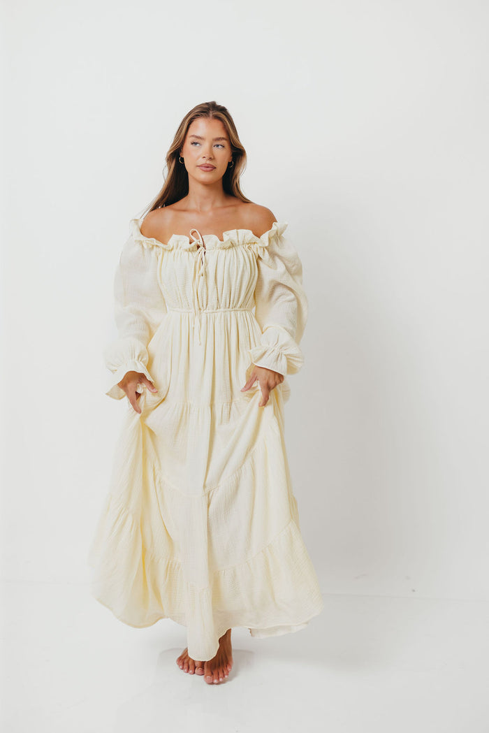 Golden Hour 100% Cotton Maxi Dress in Cream - Bump Friendly