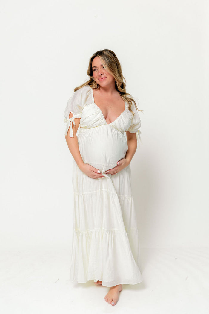 Grayson Maxi Dress in Cream - Bump Friendly & Inclusive Sizing