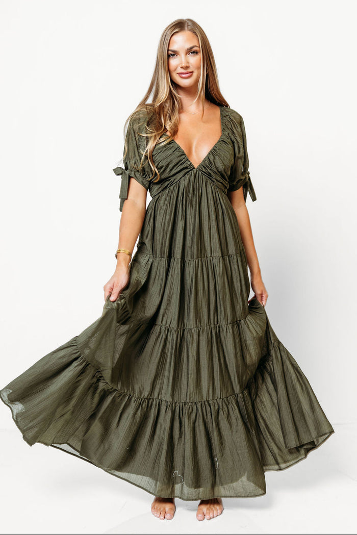 Grayson Maxi Dress in Dark Olive - Bump Friendly & Inclusive Sizing