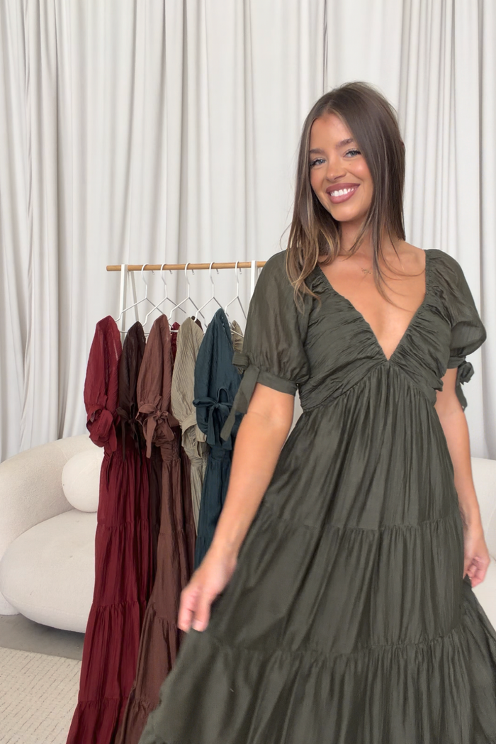 Grayson Maxi Dress in Dark Olive - Bump Friendly & Inclusive Sizing