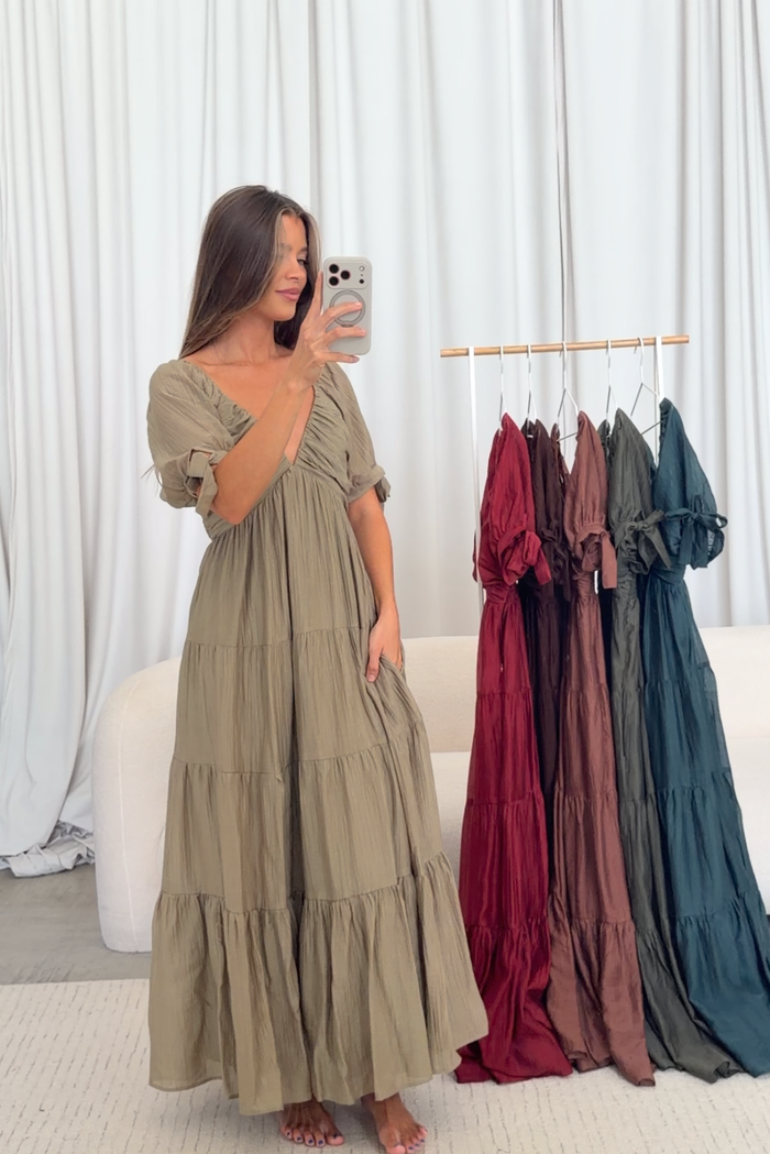 Grayson Maxi Dress in Light Olive - Bump Friendly & Inclusive Sizing