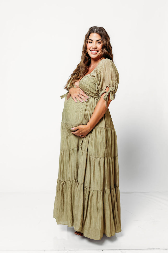 Grayson Maxi Dress in Light Olive - Bump Friendly & Inclusive Sizing