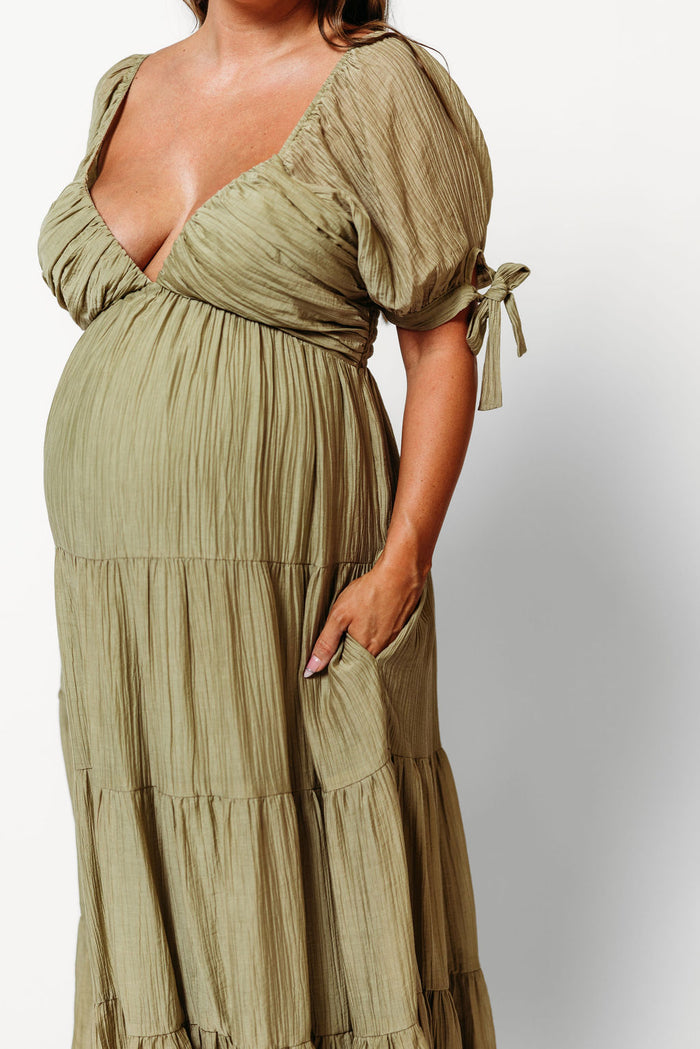 Grayson Maxi Dress in Light Olive - Bump Friendly & Inclusive Sizing