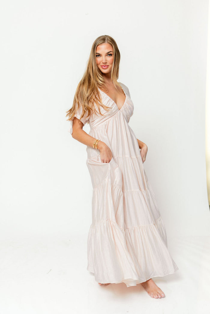Grayson Maxi Dress in Peach - Bump Friendly & Inclusive Sizing