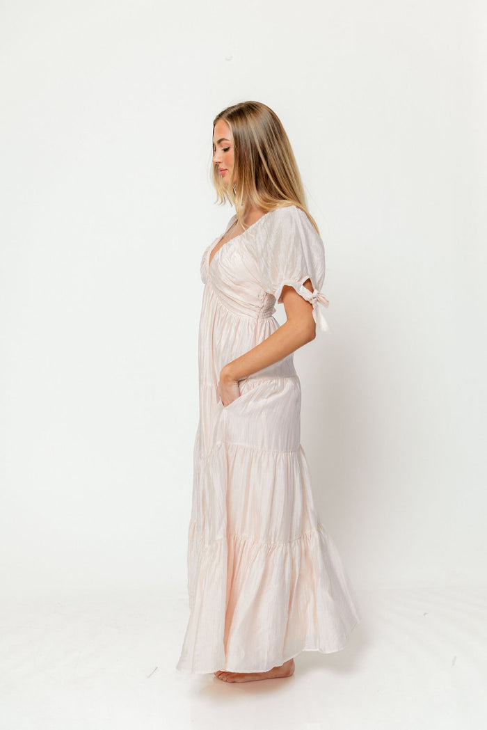 Grayson Maxi Dress in Peach - Bump Friendly & Inclusive Sizing