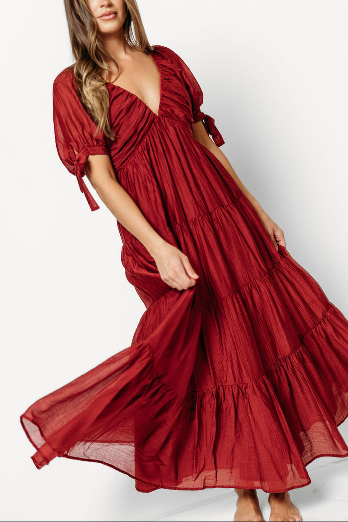 Grayson Maxi Dress in Wine Red - Bump Friendly & Inclusive Sizing