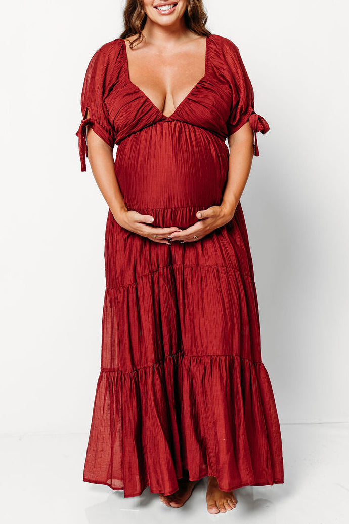 Grayson Maxi Dress in Wine Red - Bump Friendly & Inclusive Sizing