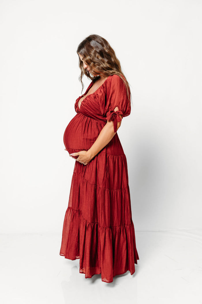 Grayson Maxi Dress in Wine Red - Bump Friendly & Inclusive Sizing