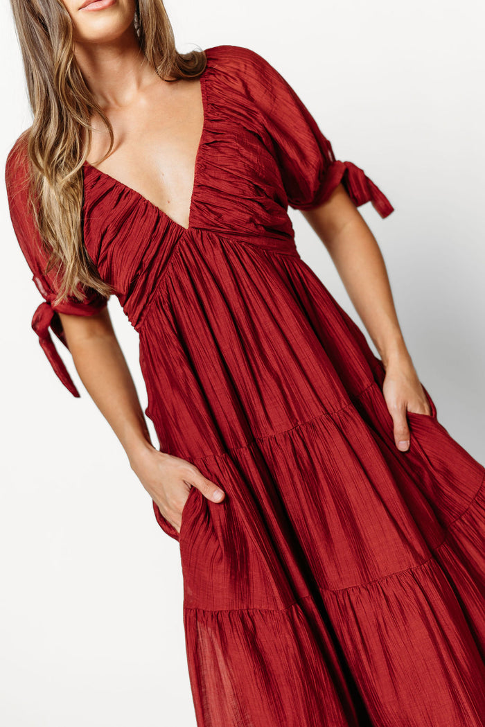 Grayson Maxi Dress in Wine Red - Bump Friendly & Inclusive Sizing