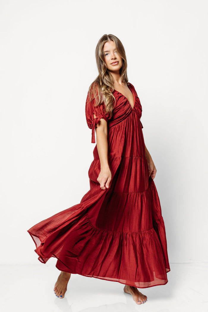 Grayson Maxi Dress in Wine Red - Bump Friendly & Inclusive Sizing