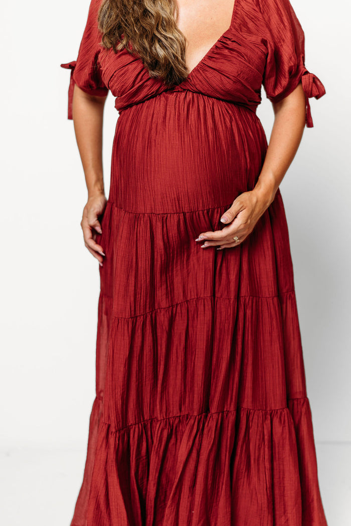 Grayson Maxi Dress in Wine Red - Bump Friendly & Inclusive Sizing