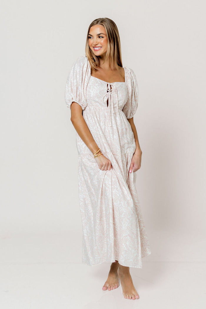 Gwen Toile Print Midi Dress in Antique Rose