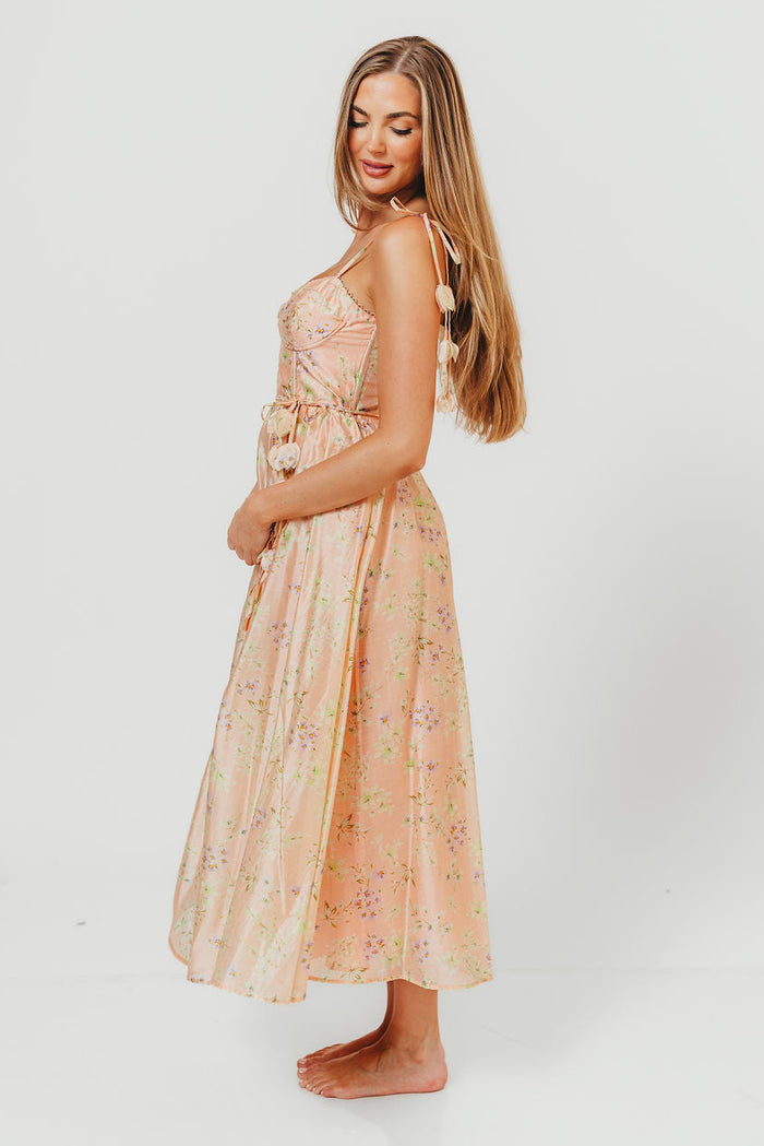 Halcyon Midi Dress in Peach Floral *Final Sale*