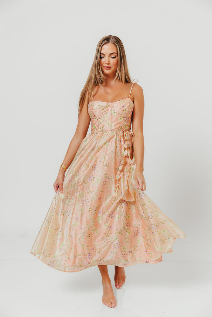 Halcyon Midi Dress in Peach Floral *Final Sale*