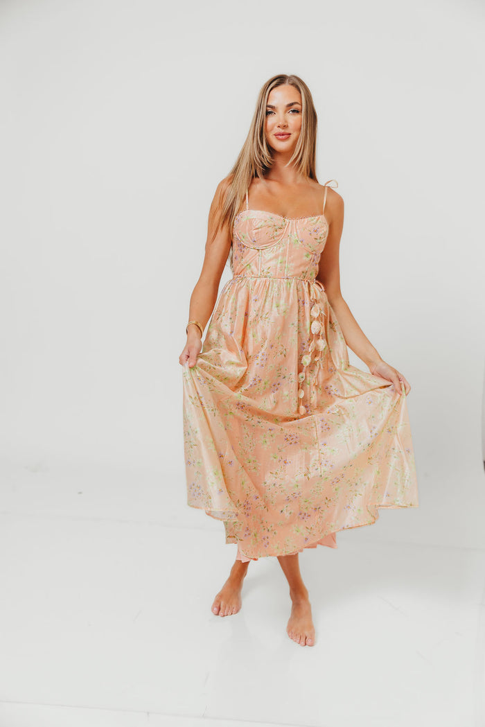 Halcyon Midi Dress in Peach Floral *Final Sale*