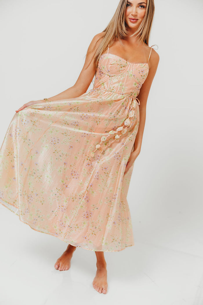 Halcyon Midi Dress in Peach Floral *Final Sale*
