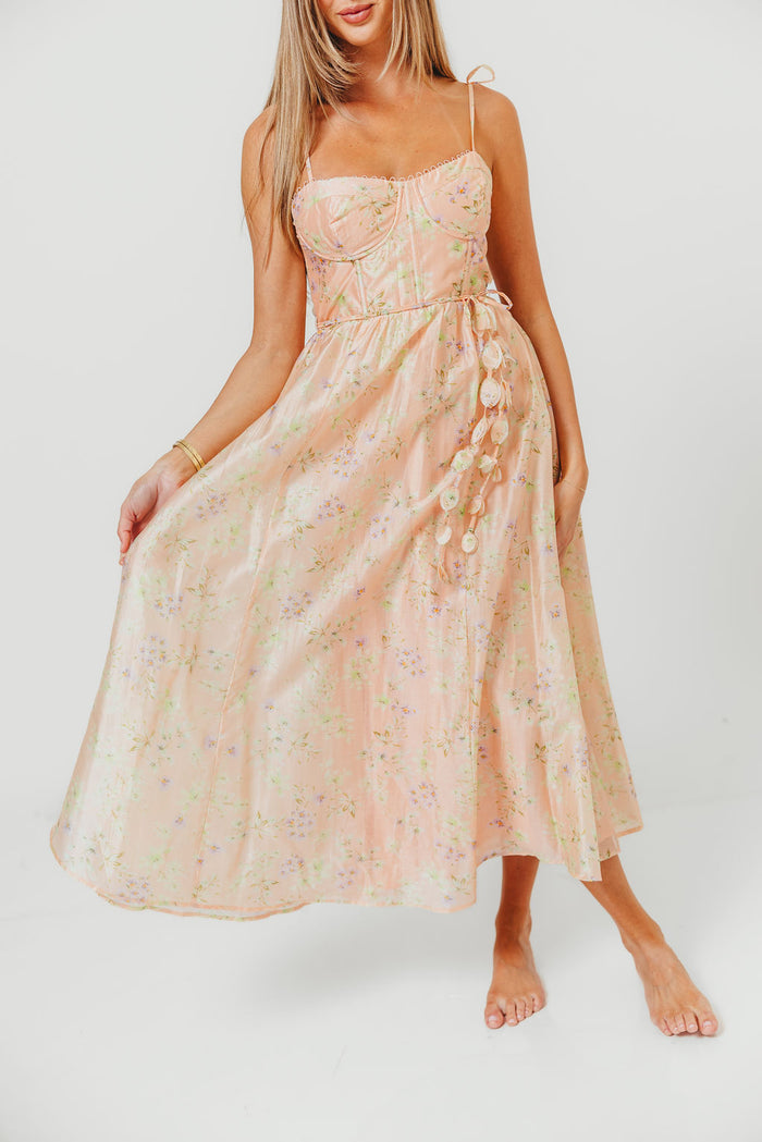 Halcyon Midi Dress in Peach Floral *Final Sale*