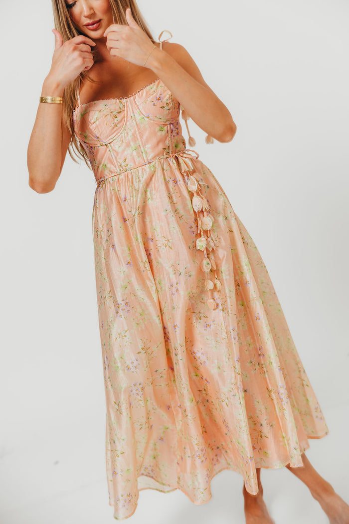 Halcyon Midi Dress in Peach Floral *Final Sale*