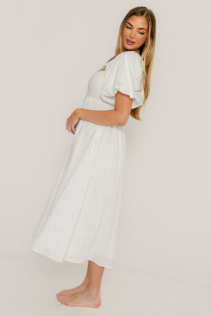 Hamilton Midi Dress in Off-White - Bump Friendly and Inclusive Sizing (S-2XL)