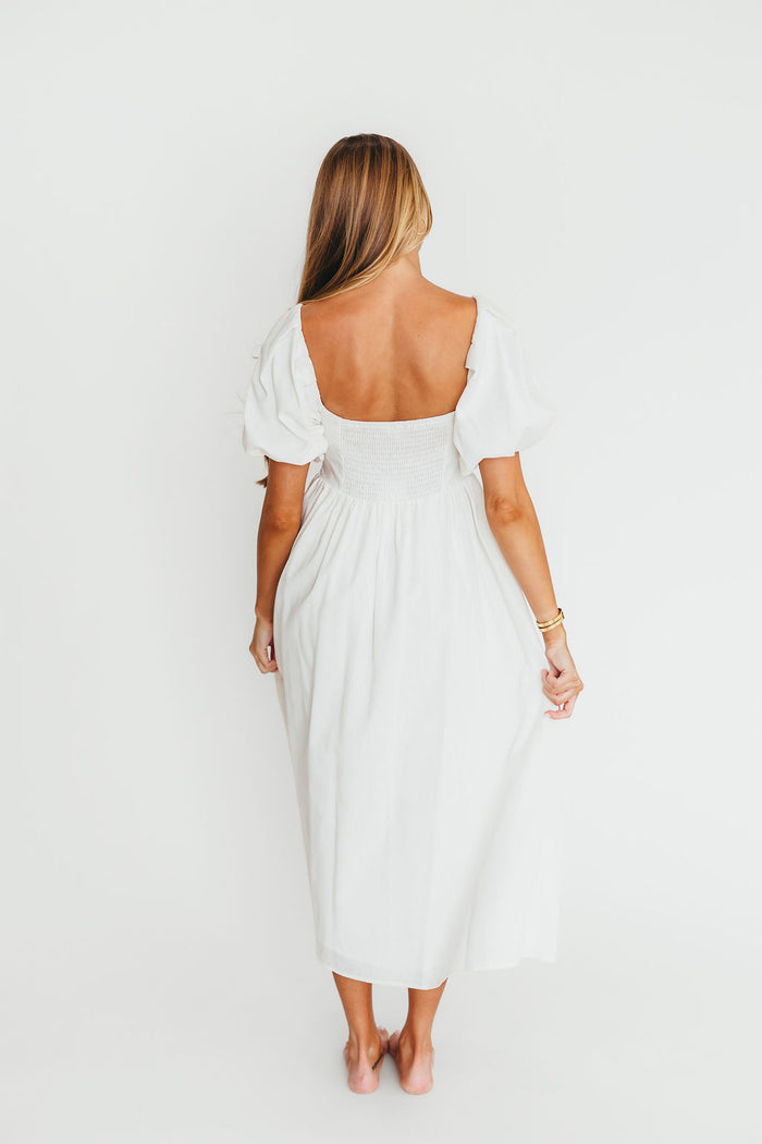 Hamilton Midi Dress in Off-White - Bump Friendly and Inclusive Sizing (S-2XL)