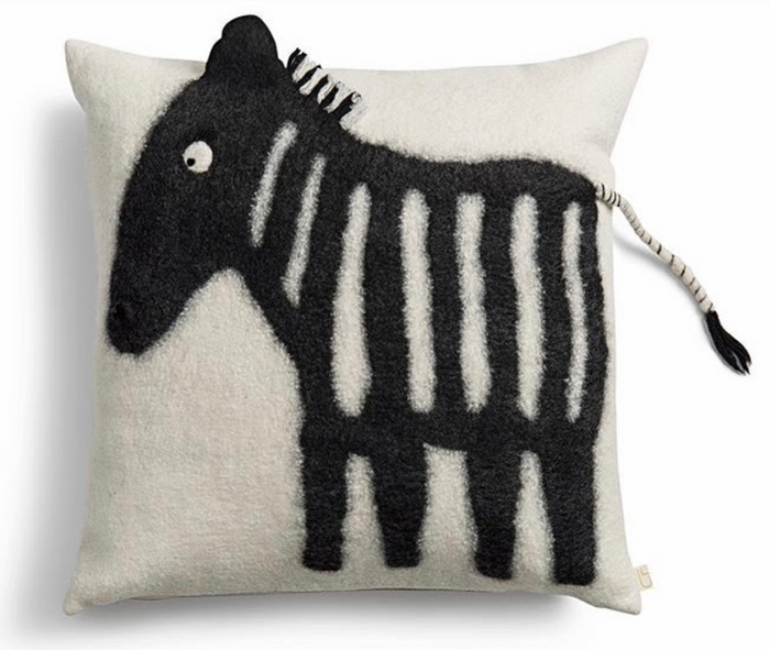Hand Felted Zebra Pillow Cover