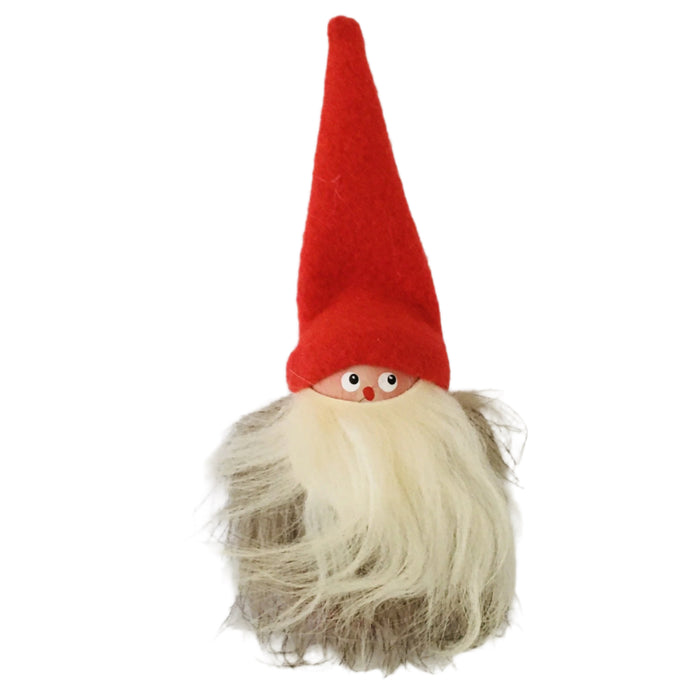 Hand made tomte with fuzzy fur jacket