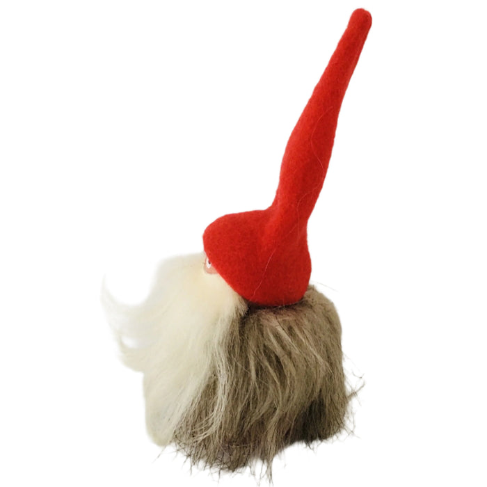 Hand made tomte with fuzzy fur jacket