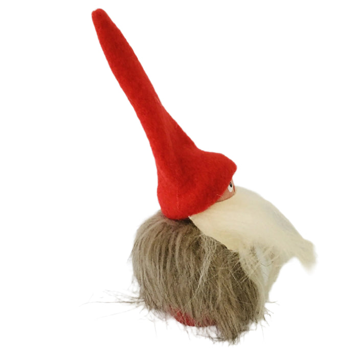 Hand made tomte with fuzzy fur jacket