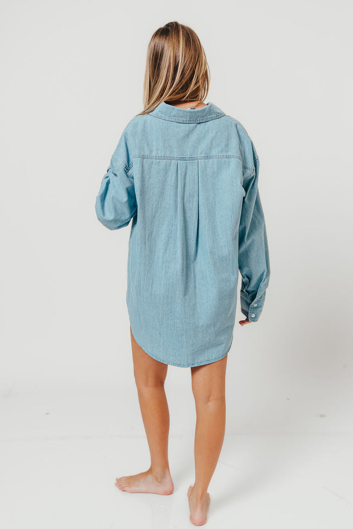 Hannah 100% Cotton Shirt in Denim Blue