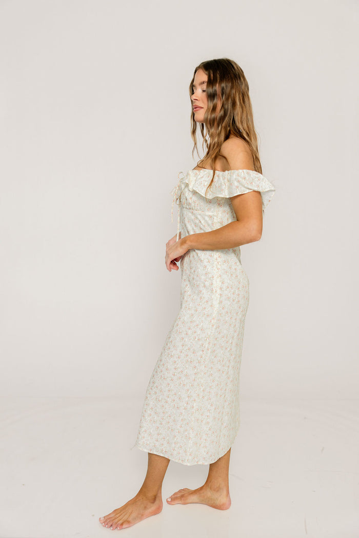 Harper Midi Dress in Ivory/Pink Floral *Final Sale*