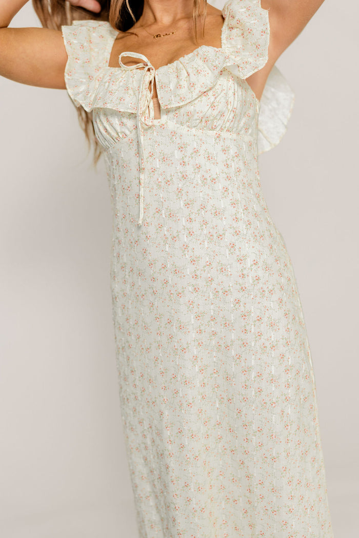 Harper Midi Dress in Ivory/Pink Floral *Final Sale*