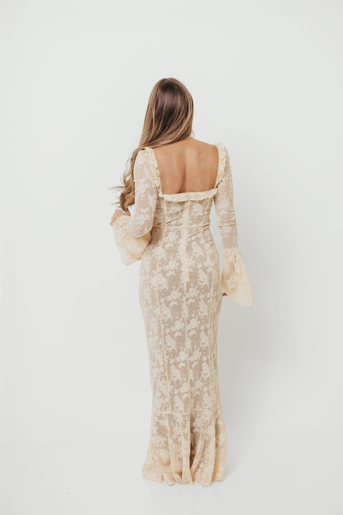Heirloom Maxi Dress in Cream Tailored Silhouette — not ideal for advanced maternity
